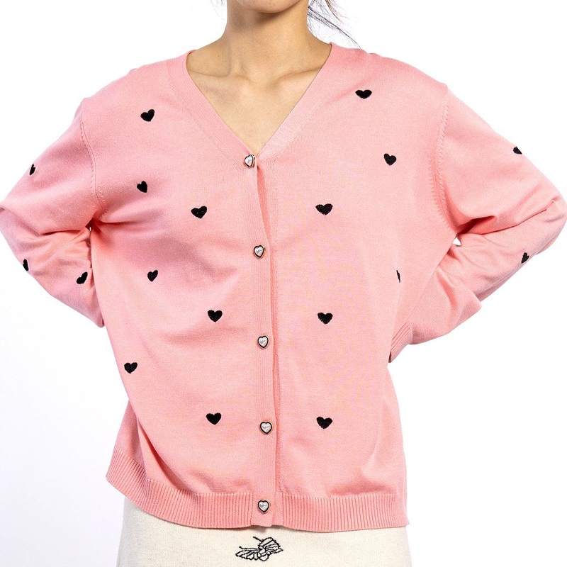 Custom Pink Knitted Ribbed Hem Casual Outerwear Long Sleeve Women Sweater – Cardigan for Women and Knitted Sweater price