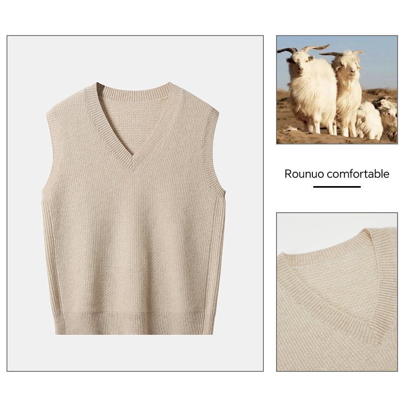Customized Autumn and Winter Logo, 100% Pure Cashmere High Neck, Wholesale of Ready to Wear Sleeveless Vest – Sweater and 100% Cashmere price
