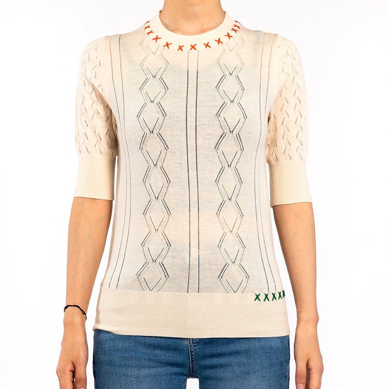 Design Knit Top Summer Cutout Short Sleeve Sweater for Women – Summer Shirt and Cable Knit Sweater price