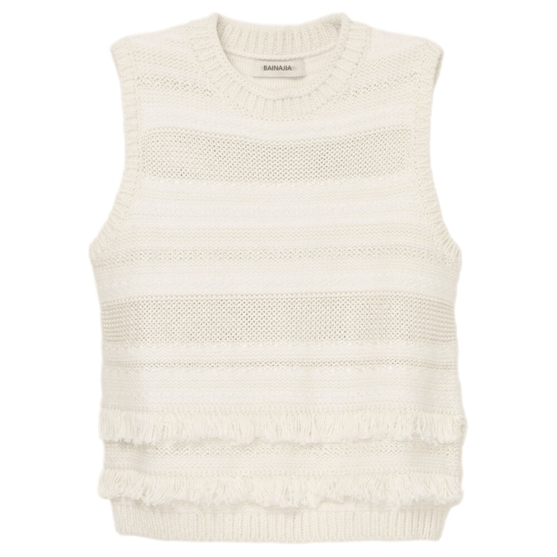 Fashion White Fringe Knit Tank Sweater for Women – Sweater Tank and Fashion Sweater price