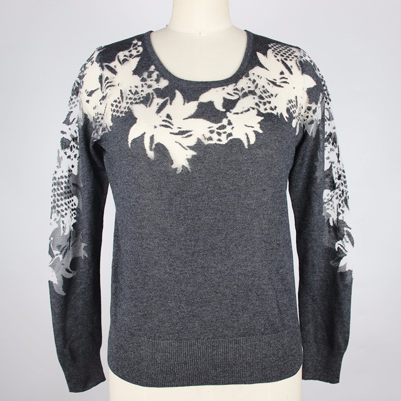 Hollow out and Jacquard Design Ladies Knitted Pullover Women Knitting Long Sleeve Round Neck Sweater – Sweater and Ladies Sweater price