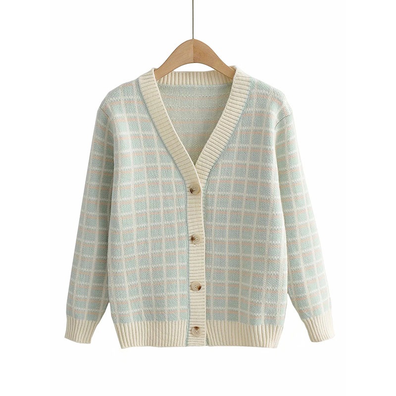 Ladies Plain Plaid Fresh Classic Design Pilling-Proof Jacquard Knit Cardigan – Sweater and Ladies Sweater price