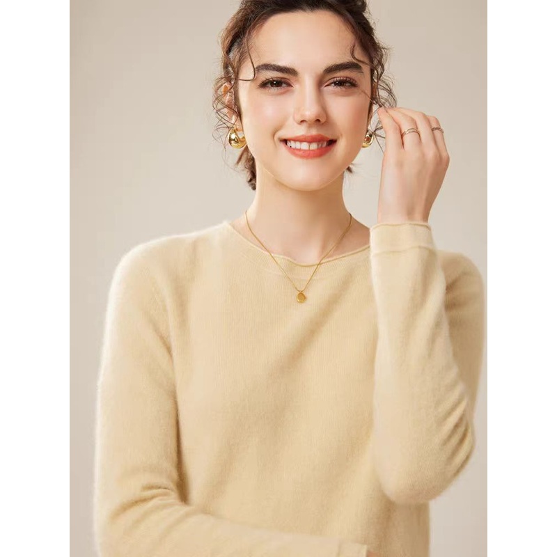 New Women S Knit Sweater Crew Neck Stitching Long-Sleeved Knitted Top Women Pullover Sweaters – Women Sweater and Turtleneck Women Sweater price