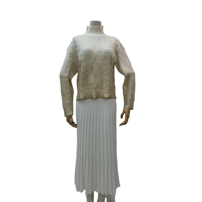 Stylish Womens Fashion Foil Cable Mock Neck Sweater – Fashion Sweater and Foil Cable Sweater price
