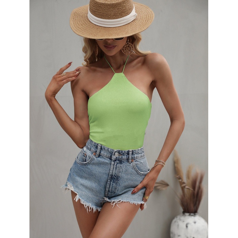 Summer Sexy Slim Halterneck Sleeveless Slip Women Knitted Vest – Summer Vest and Knitted Vest Top price