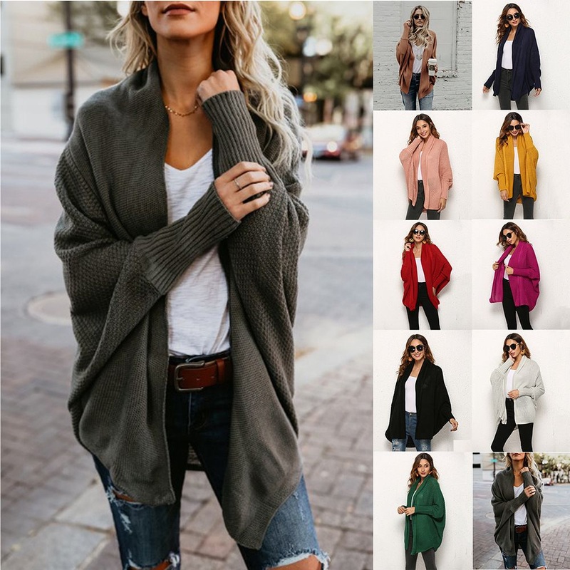 Women Autumn Winter Loose Oversized Long Knitted Sweater Cardigan – Womens Sweater and Long Knitted Cardigan price|<span style="color:black;"><span><span><span>Color:
