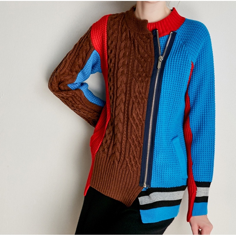 Womens Knitwear Irregular Design Round Neck Cotton Blended Cable Cardigan – Knitwear and Cardigan price