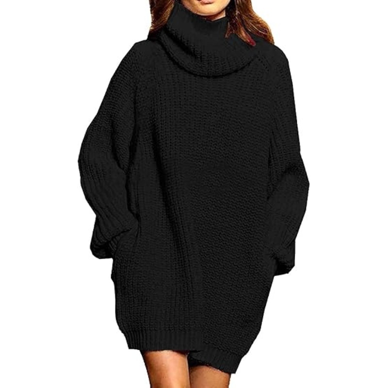 Womens Loose Turtleneck Oversize Long Pullover Sweater Dress – Pullover Sweater Dress and Turtleneck Oversize Sweater price