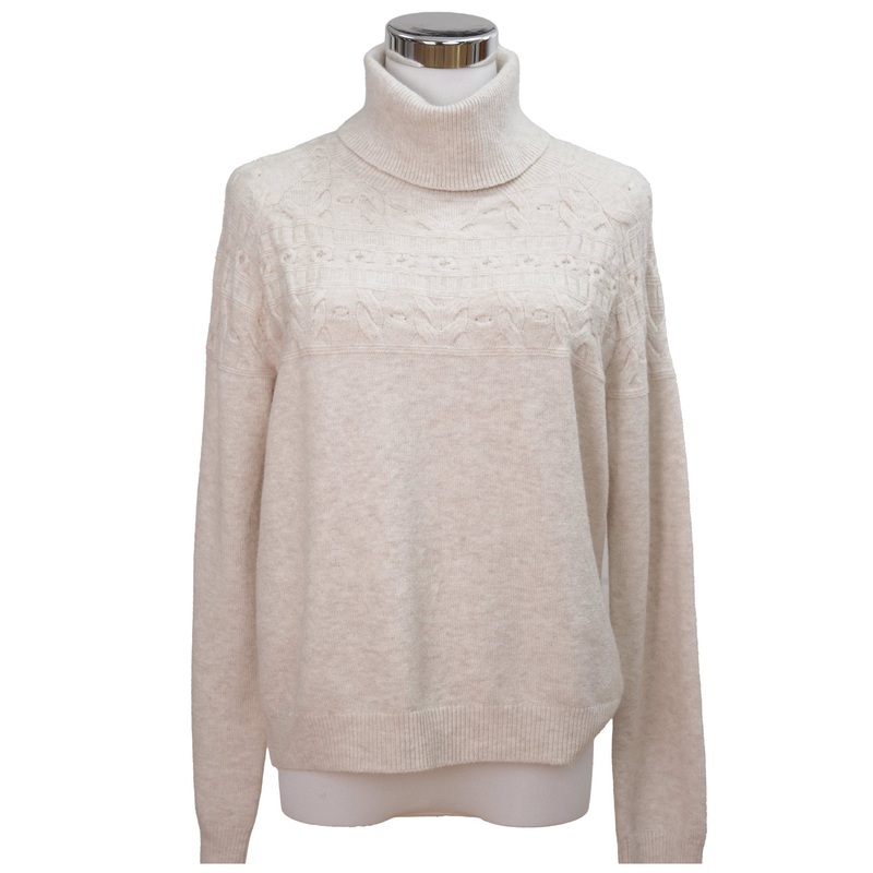 Womens Soft Oatmeal Beige Cable Knit Turtleneck Sweater for Fall Winter – Pullover Sweater and Womens Sweater price